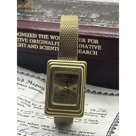 Vintage Dufonte Lucien Piccard Gold Tone Ladies Watch Square 1976 - Picture 1 of 5